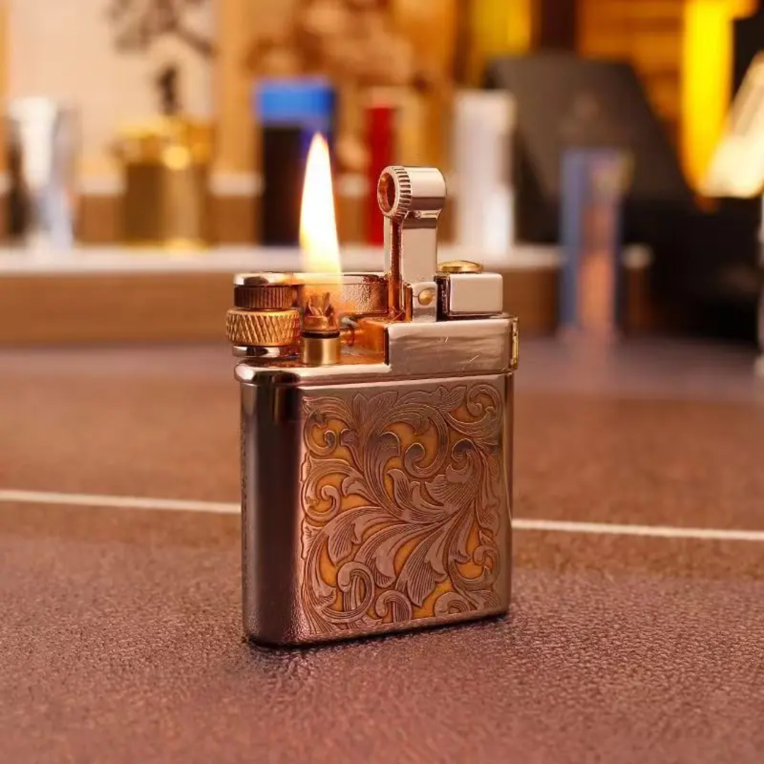 Retro lighter with mechanical sliding wheel