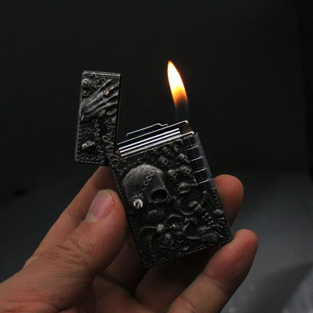 Double ghost head metal gas lighter