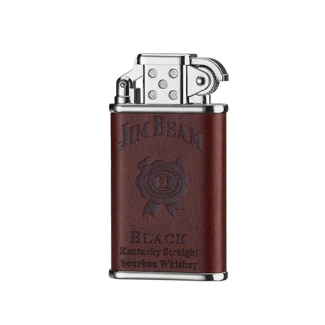 Artificial leather wrapped blue jet flame lighter