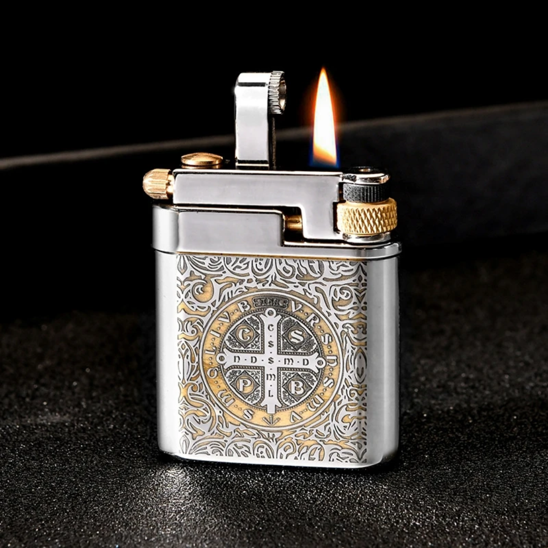 Retro lighter with mechanical sliding wheel