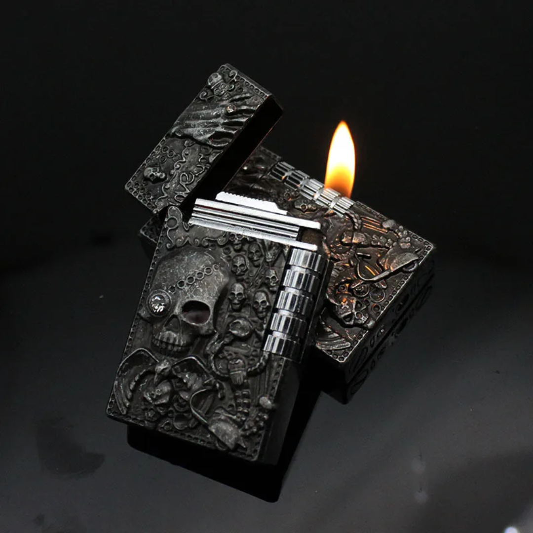 Double ghost head metal gas lighter