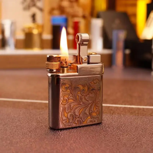 Retro lighter with mechanical sliding wheel