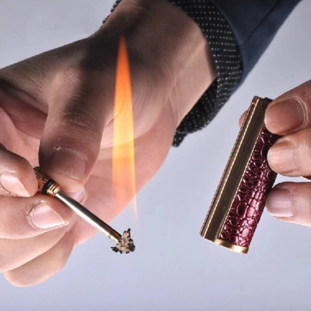 Leather wrapped key chain lighter