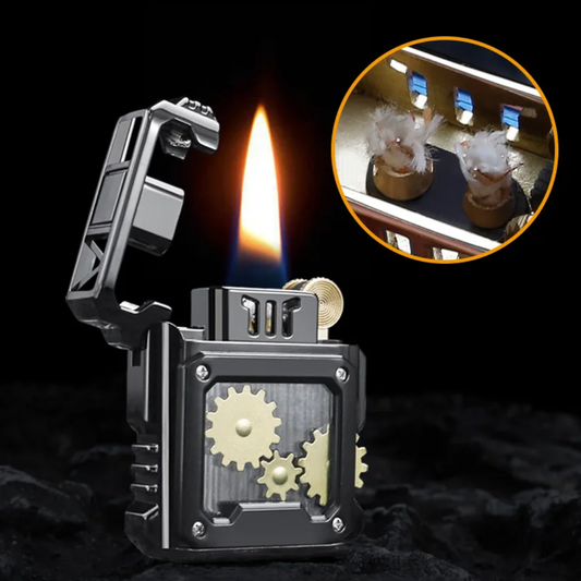 Gear linkage windproof mechanical lighter